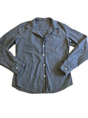 Frank & Eileen Barry Button Up Shirt Womens Small Gray White Wash Long Sleeve